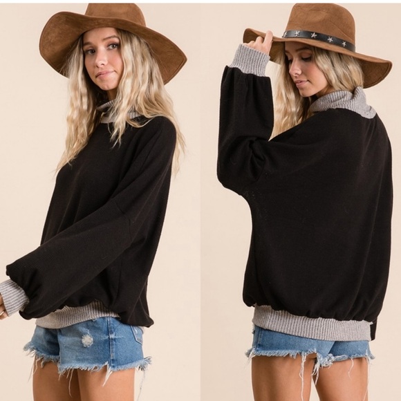 🍁New Fall🍁 Oversized Turtleneck Sweater With Balloon Sleeves - Picture 2 of 8